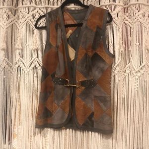 Córdoba suedewear vintage hippie MCM London patchwork vest leather gold clasp